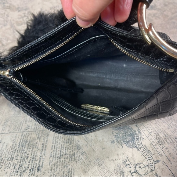 Elizabeth and James Finley Crocodile-Embossed Fur Shoulder Bag, Black - Picture 7 of 13